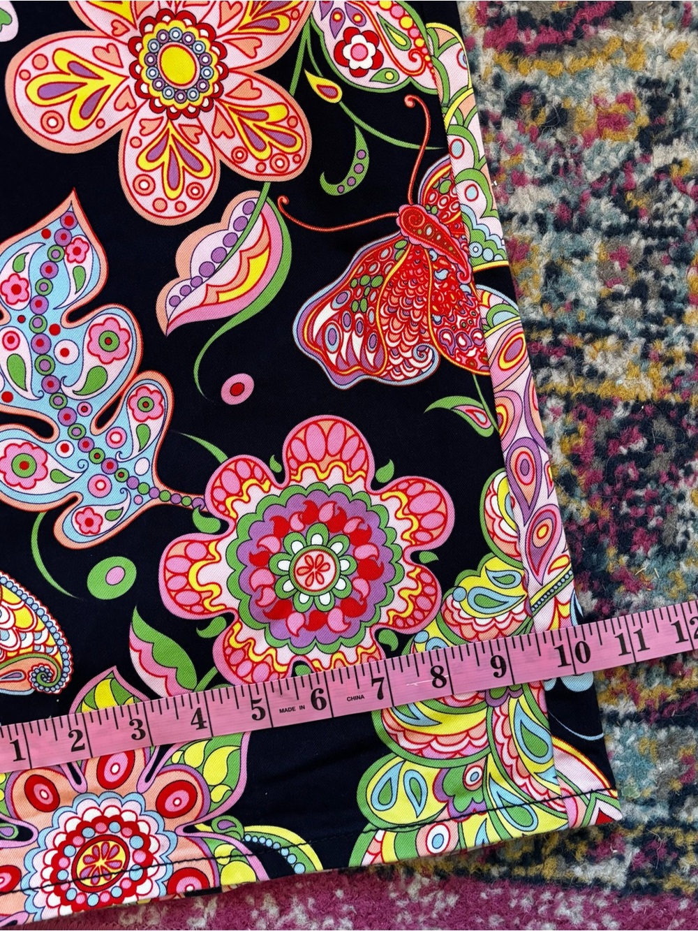 Escada Sport Kate Pants Womens 46 Us 16 Black Colorful Floral Paisley Flare Leg - Picture 15 of 15